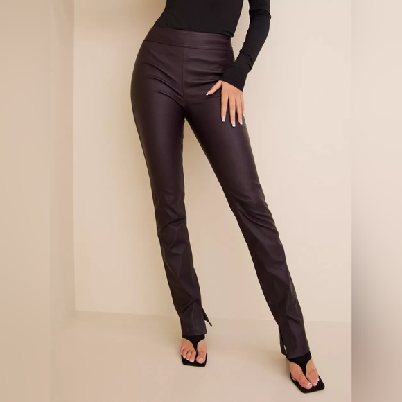 Helmut Lang slit leather pants size 12 wine/oxblood NWOT - Picture 4 of 16